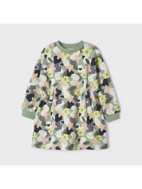 Size 2 Toddler Girl Mayoral Floral Camouflage Kids Dress - Green and Pink